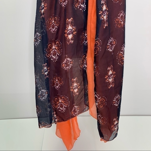 Boho Scarf Double Sheer Layer 74" Long Floral Medallion - Picture 7 of 9